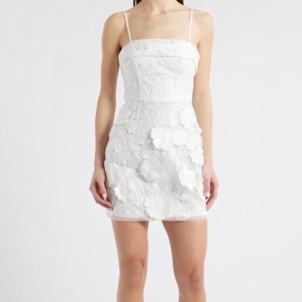 White floral mini dress